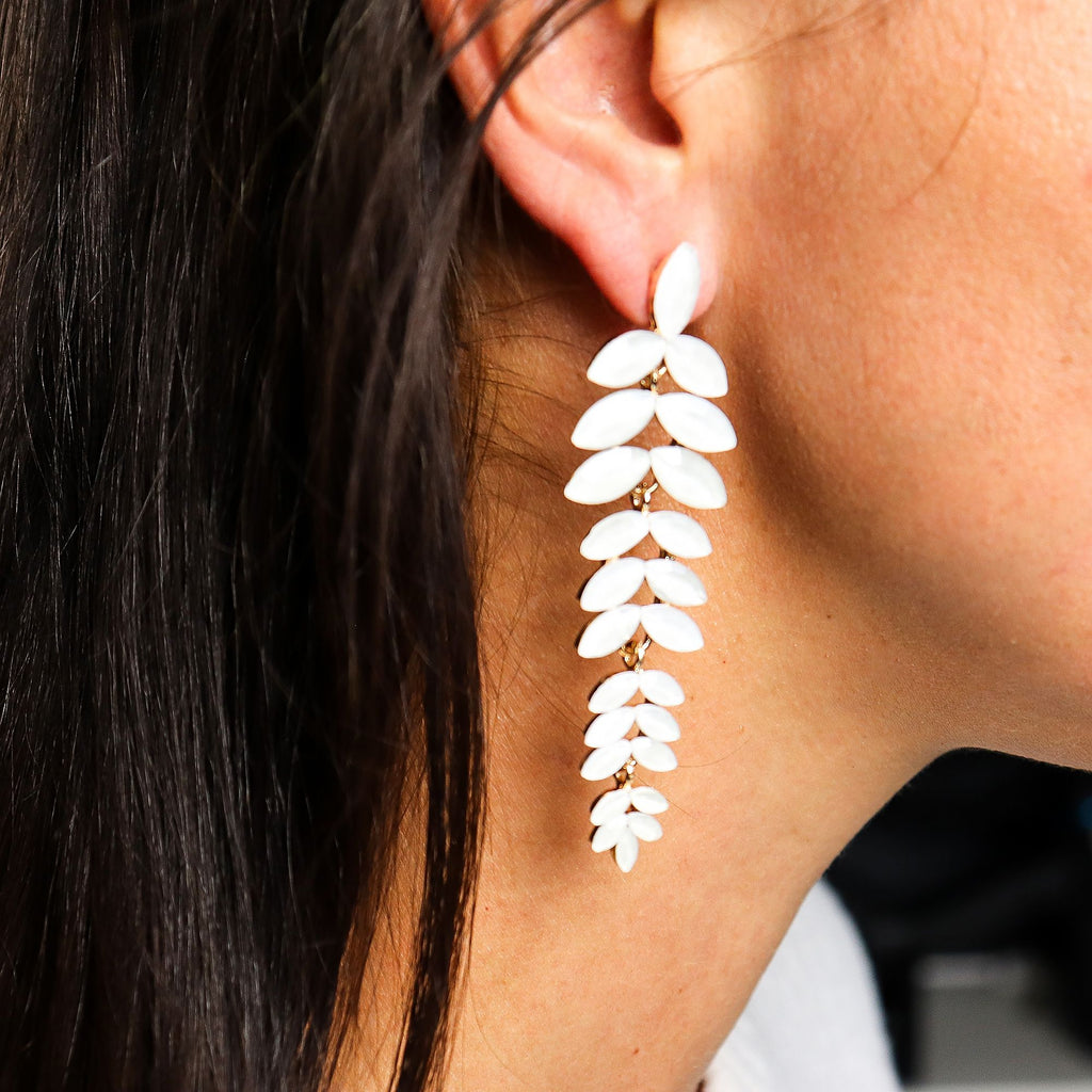 Nymph Pearl Long Drop Vintage Glass Earrings – view 4