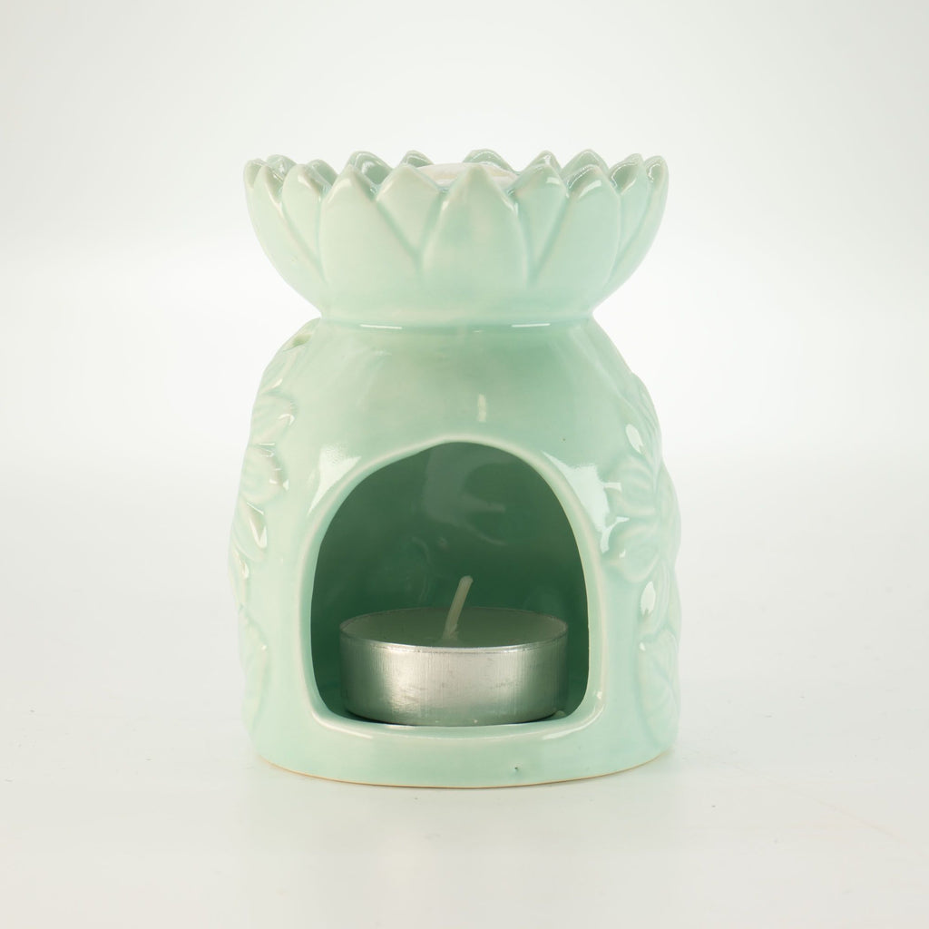 Ceramic Sunflower Oil Burner - Pastel Green – view 3