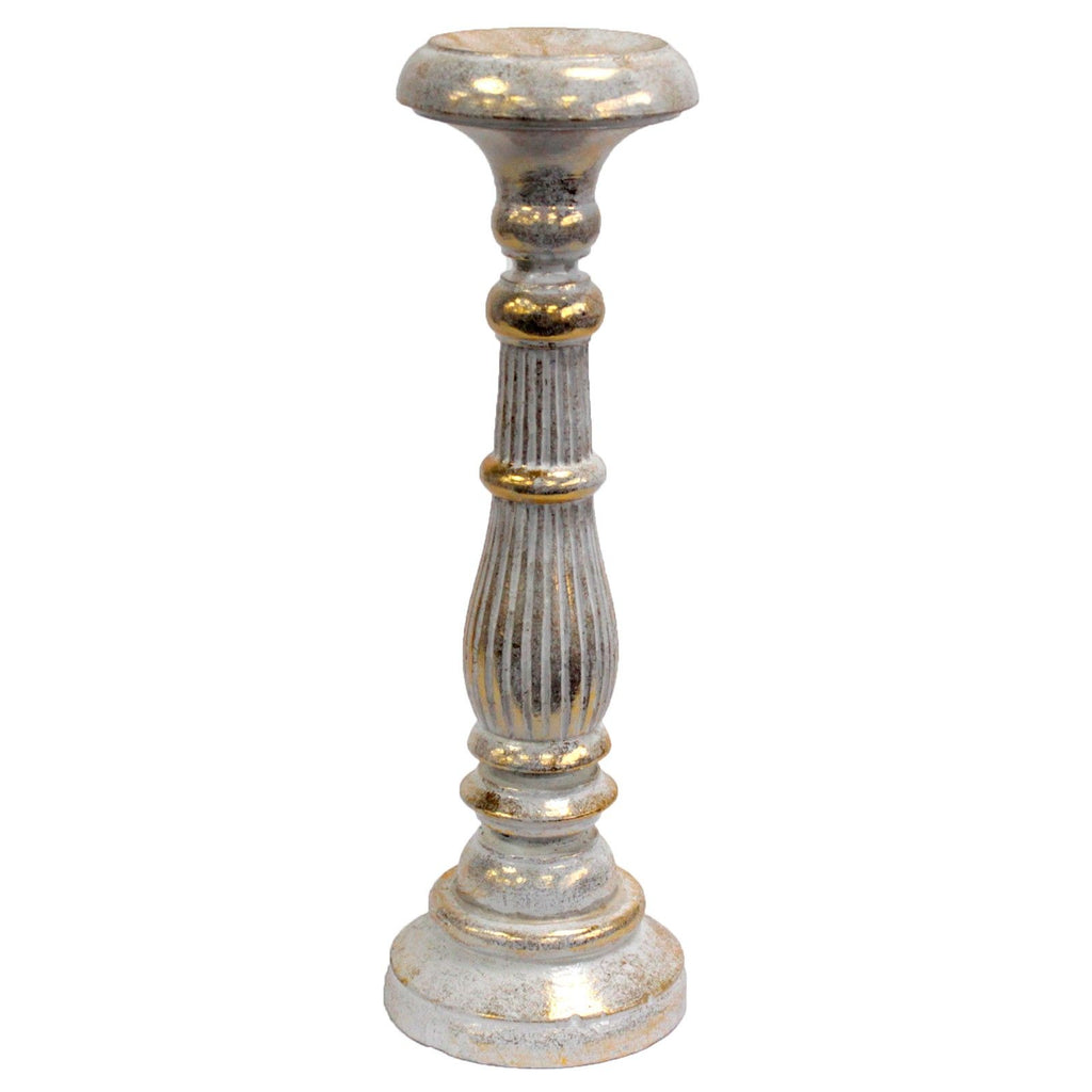 Large Wooden Candle Stand - White & Gold, 40cm – view 6