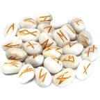 White Agate Rune Stone Set in Cotton Pouch – view 2
