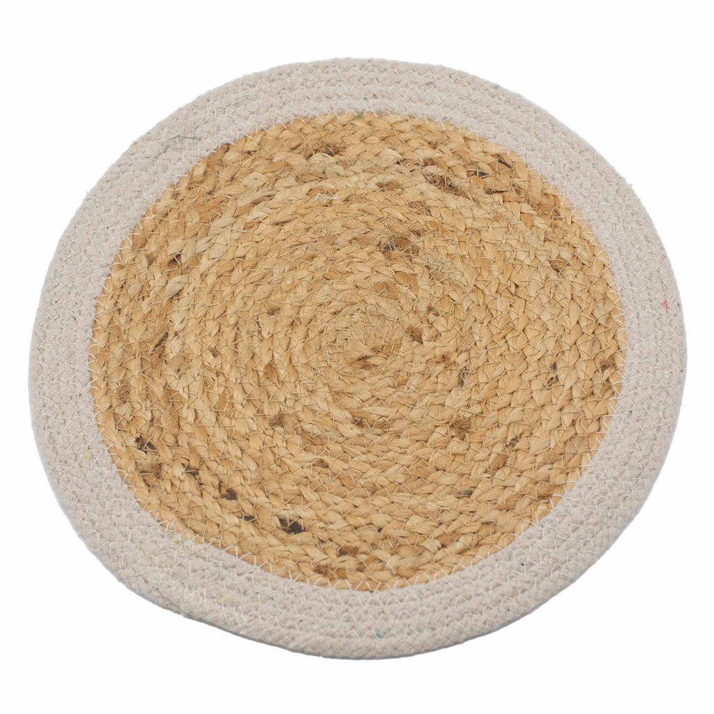 Jute & Cotton Place Mat, Ivory Border, 30cm – view 2
