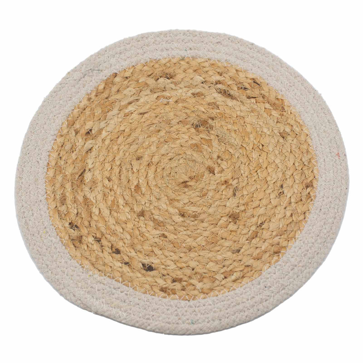 Jute & Cotton Place Mat, Ivory Border, 30cm – view 2