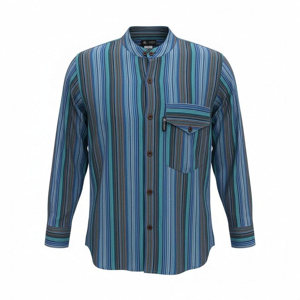Nomad Sari Grandad Shirt - Turquoise - Medium – view 6