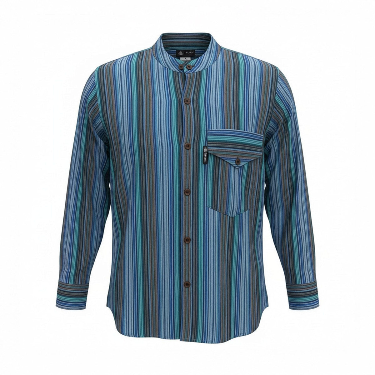 Nomad Sari Grandad Shirt - Turquoise - Medium – view 6