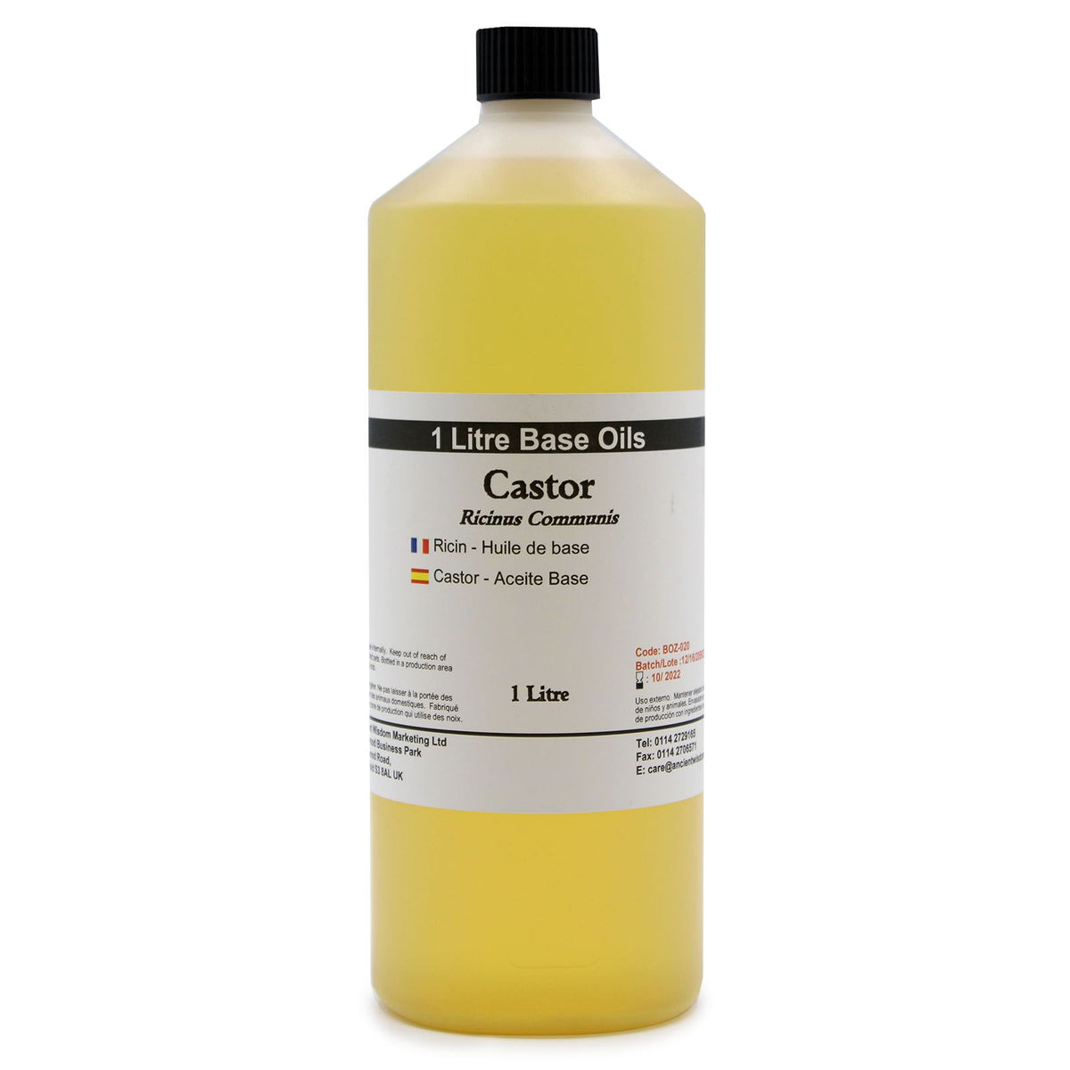Castor Base Oil, 1 Litre Bottle, Cold Pressed