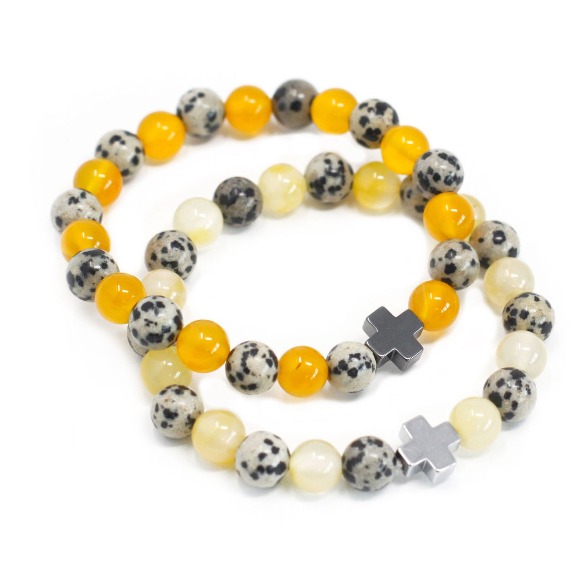 Protection Friendship Bracelet Set - Dalmatian Jasper & Yellow Agate – view 6