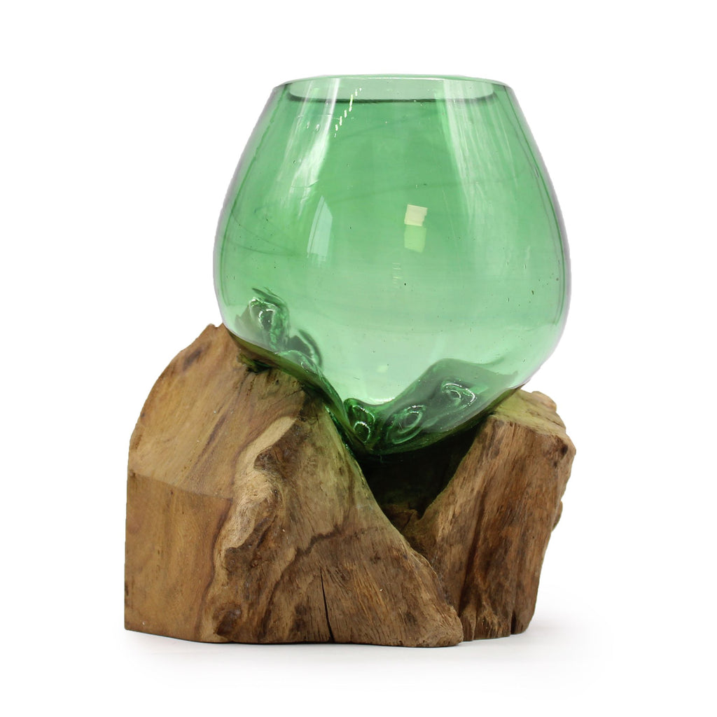 Recycled Glass Bowl on Wood - Small – view 2