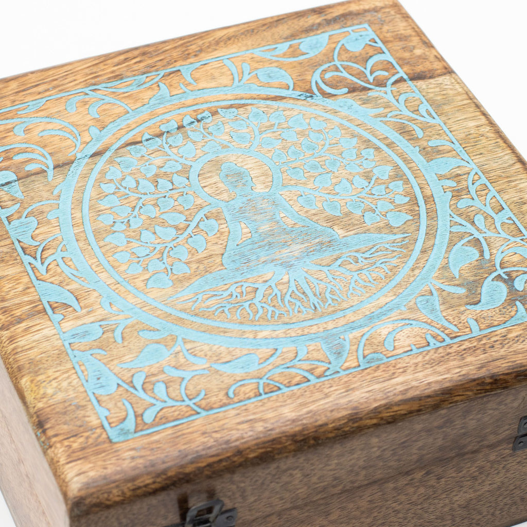 Extra Large Mango Wood Box, Buddha Bodhi Tree – view 6