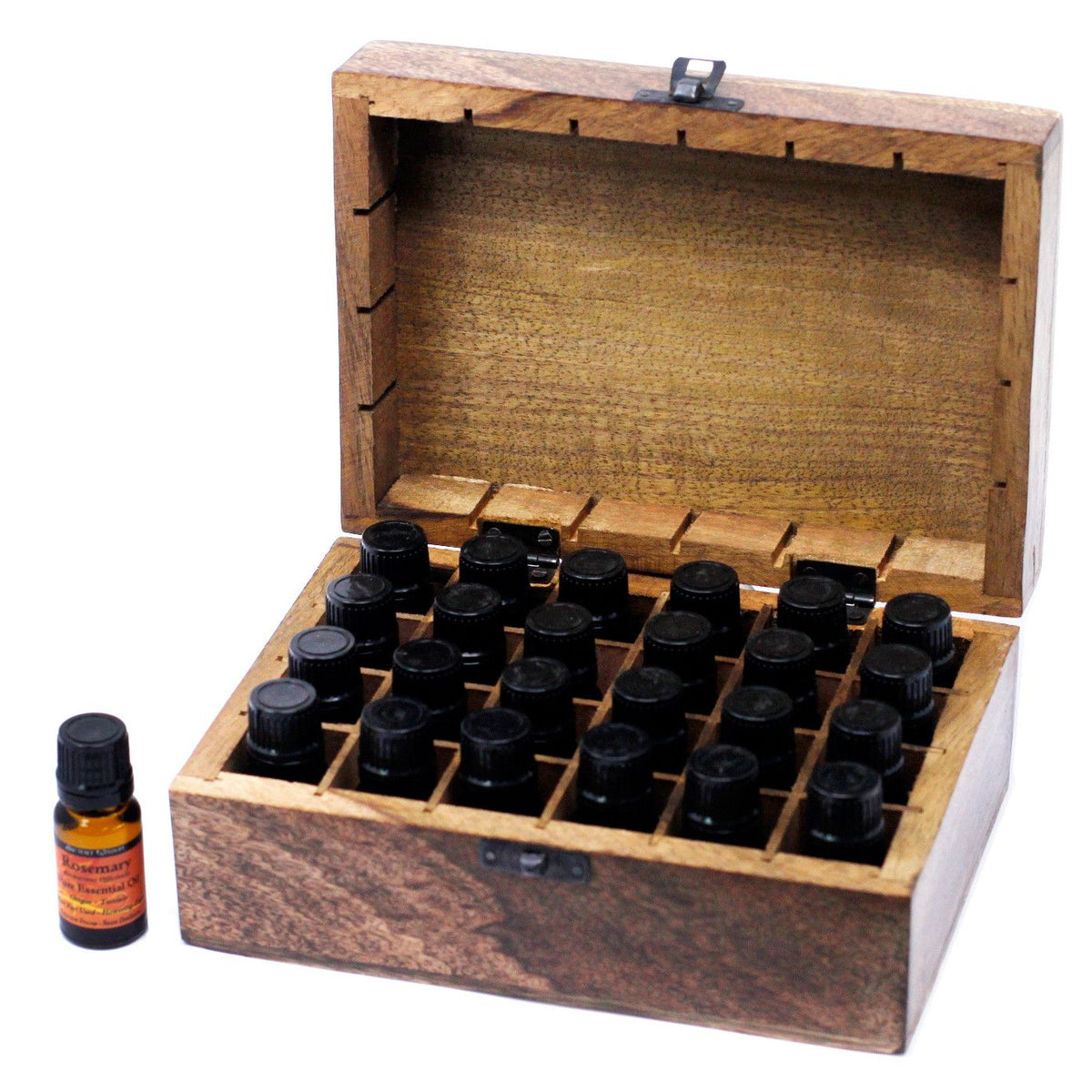Floral Carved Mango Wood Box for 24 Oil Bottles – view 4