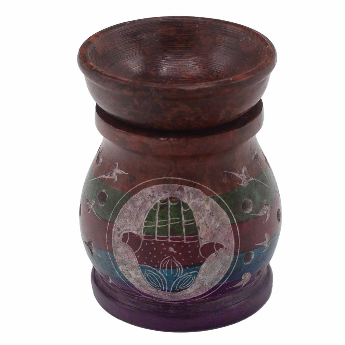 Soapstone Oil Burner 10cm - Hamsa Five Colours