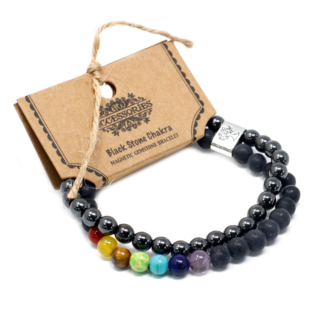 Magnetic Black Stone Chakra Gemstone Bracelet – view 4
