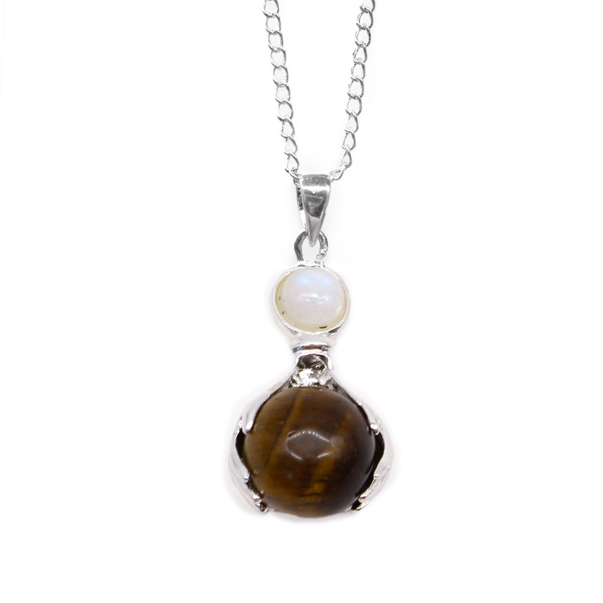 Tiger Eye Healing Hands Gemstone Pendant Necklace