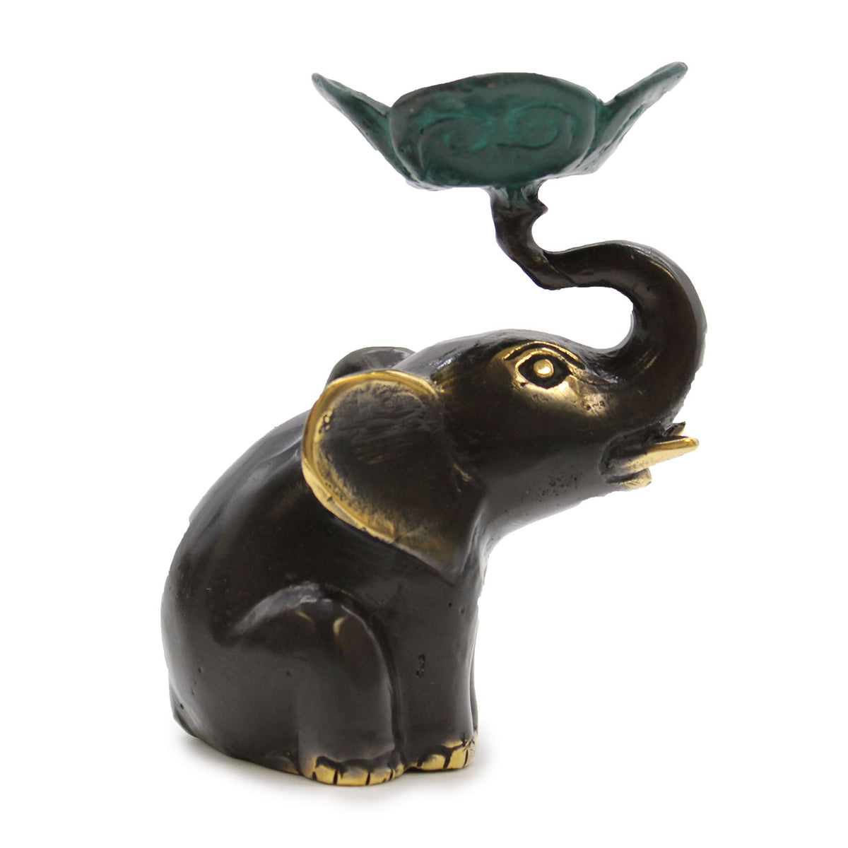 Brass Elephant Candle & Incense Holder – Small – view 2