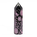Engraved Black Obsidian Point - Rose Pink Celestial Symbols
