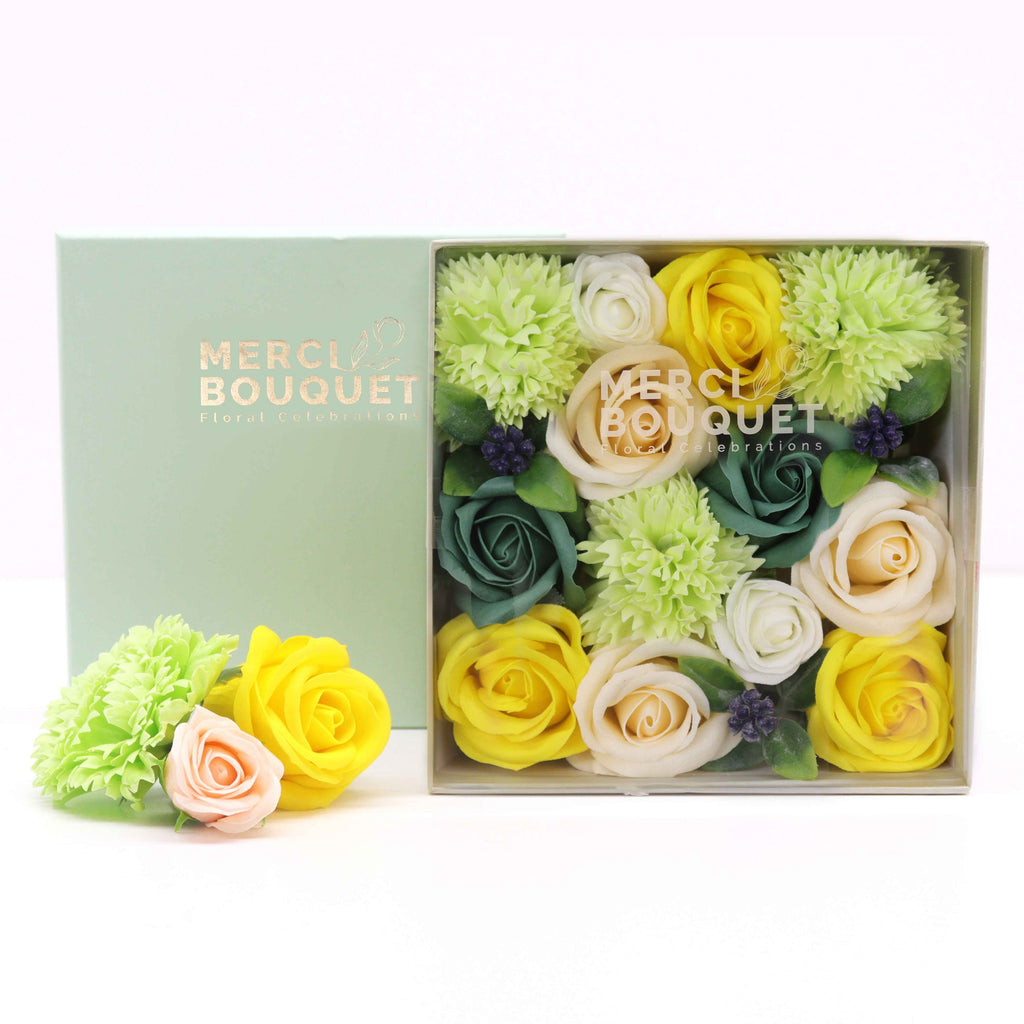 Square Soap Flower Gift Box - Spring Yellow & Green – view 3