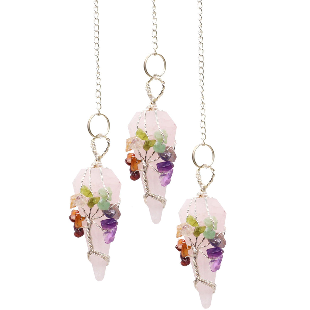 Magic Pendulum - Seven Chakra Rose Quartz