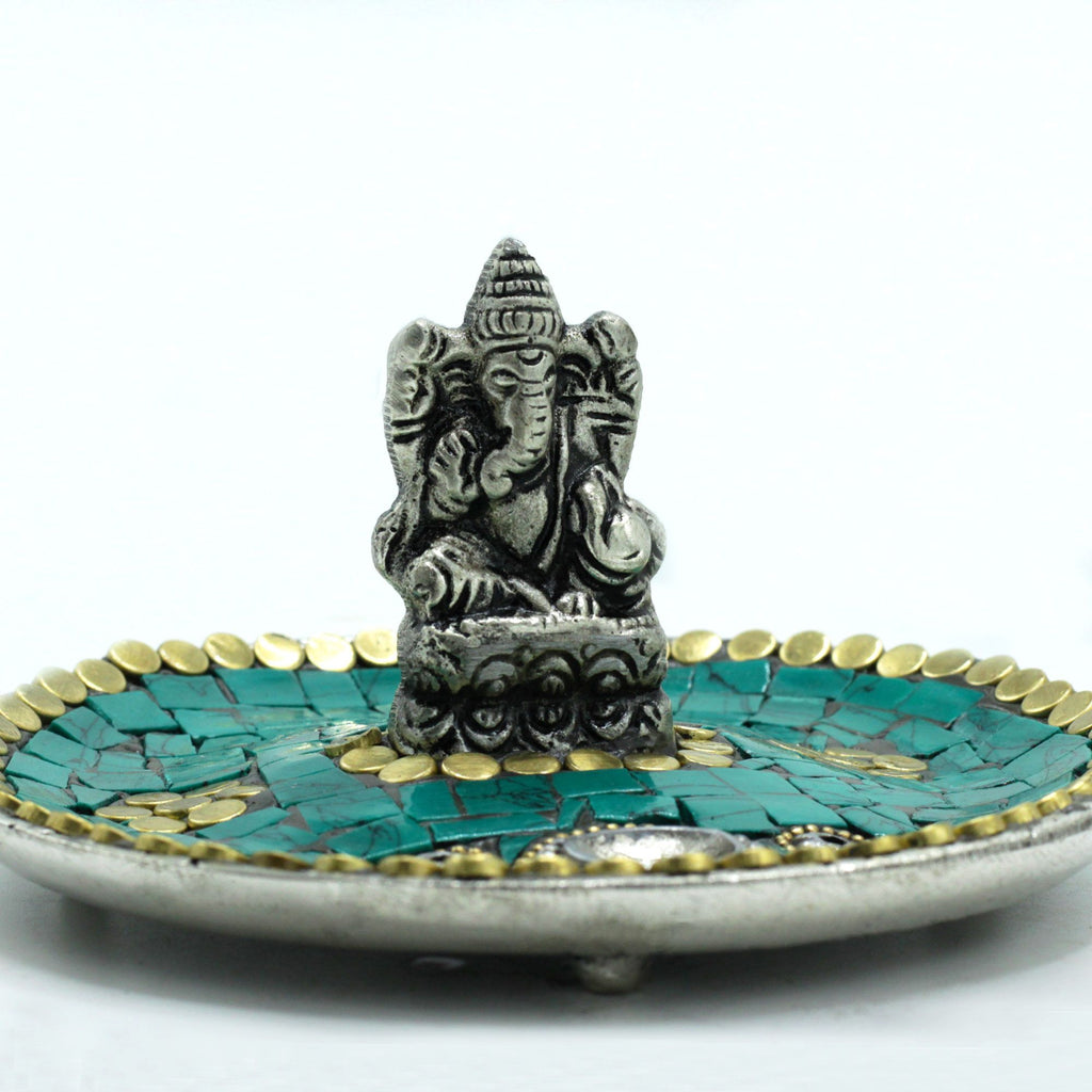 Ganesh Plate Tibetan Mosaic Incense Holder
