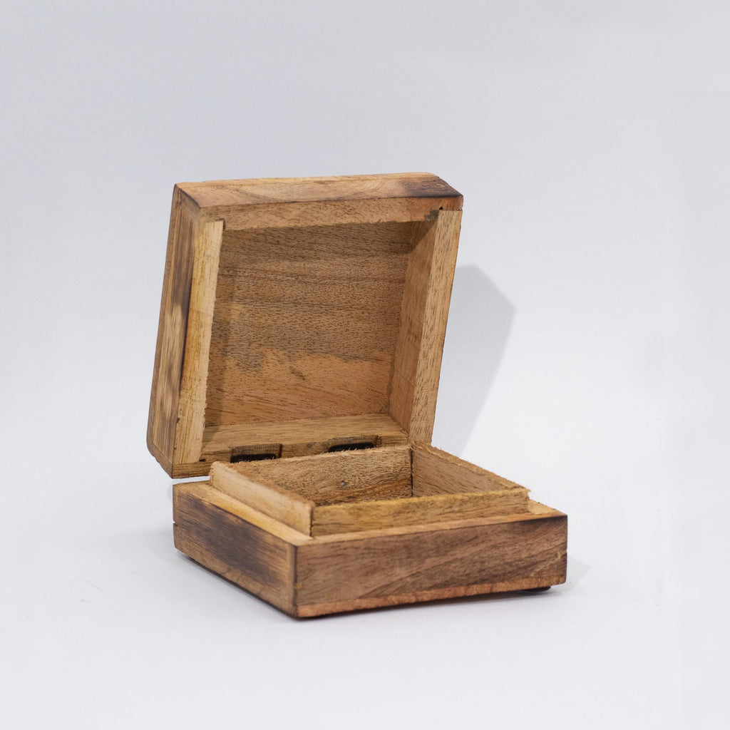 Enamelled Mango Wood Small Square Box 10x10x4.2cm