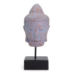 Stillness Buddha Head Statue on Stand, Blue Copper