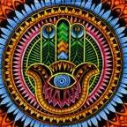 Handbrushed Cotton Wall Hanging - Hamsa – view 3