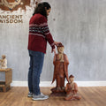 Hand Carved Buddha Statue, Welcome Pose, Whitewash, 100cm