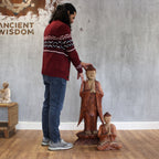 Hand Carved Buddha Statue, Welcome Pose, Whitewash, 100cm