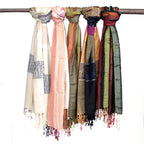 Indian Boho Scarf - Random Greens, 70x180cm
