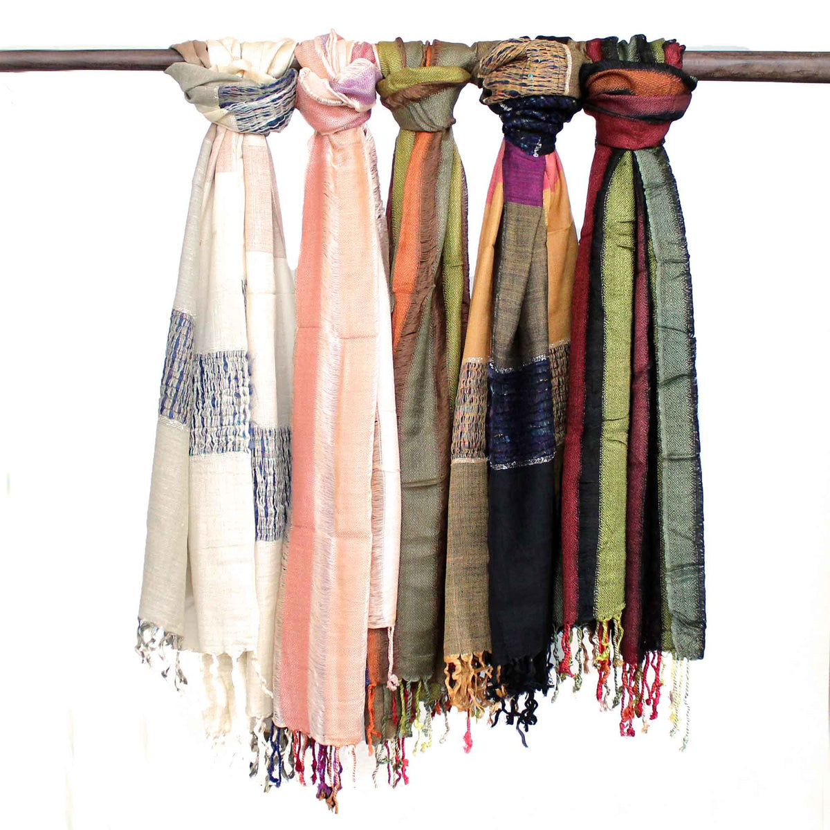 Indian Boho Scarf - Random Greens, 70x180cm