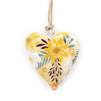 Brass Heart Decoration, Yellow Floral – view 2