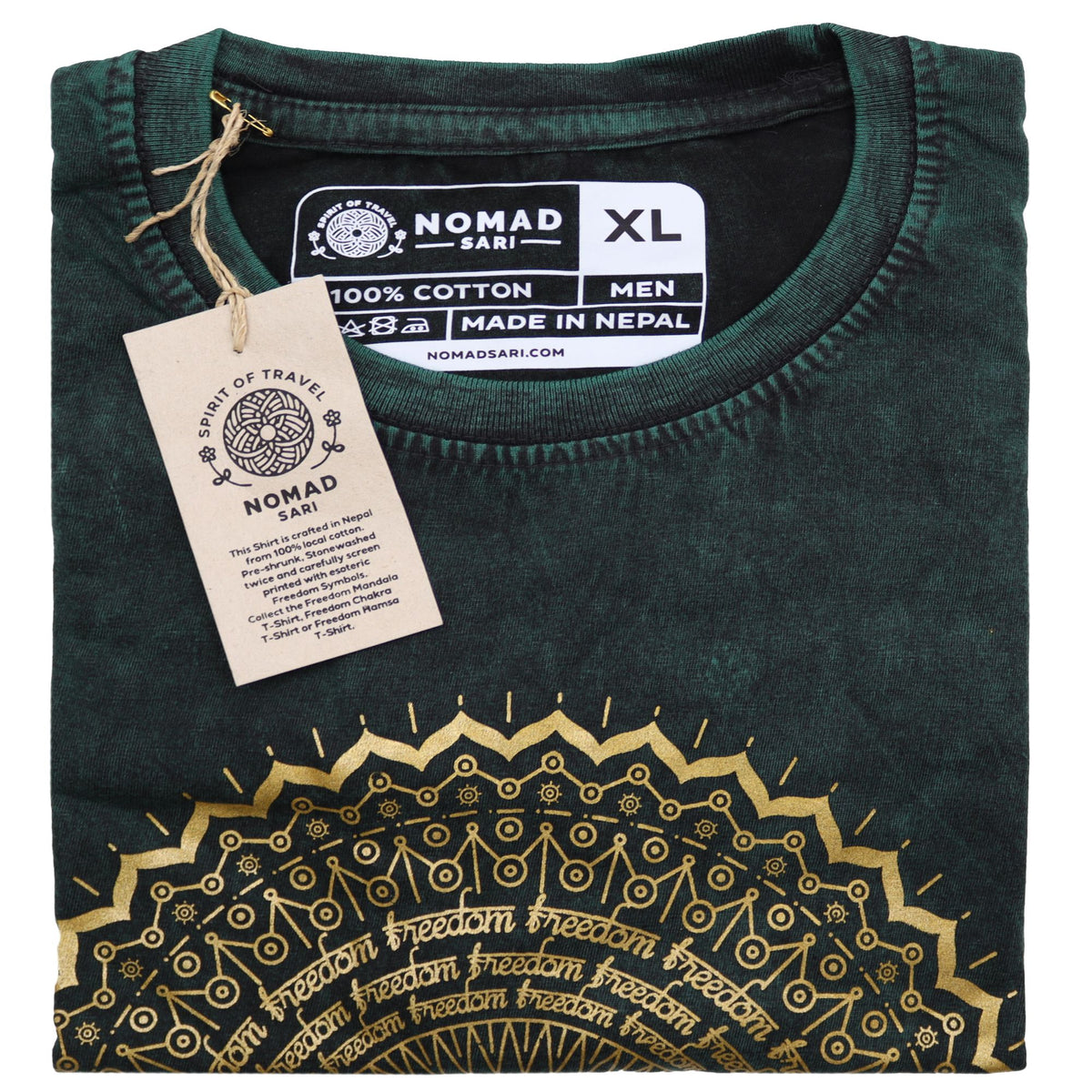 Nomad Sari Stonewashed Cotton T-Shirt – Mandala – Green – XL – view 3