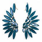 Teal Green Vintage Glass Angel Wings Earrings
