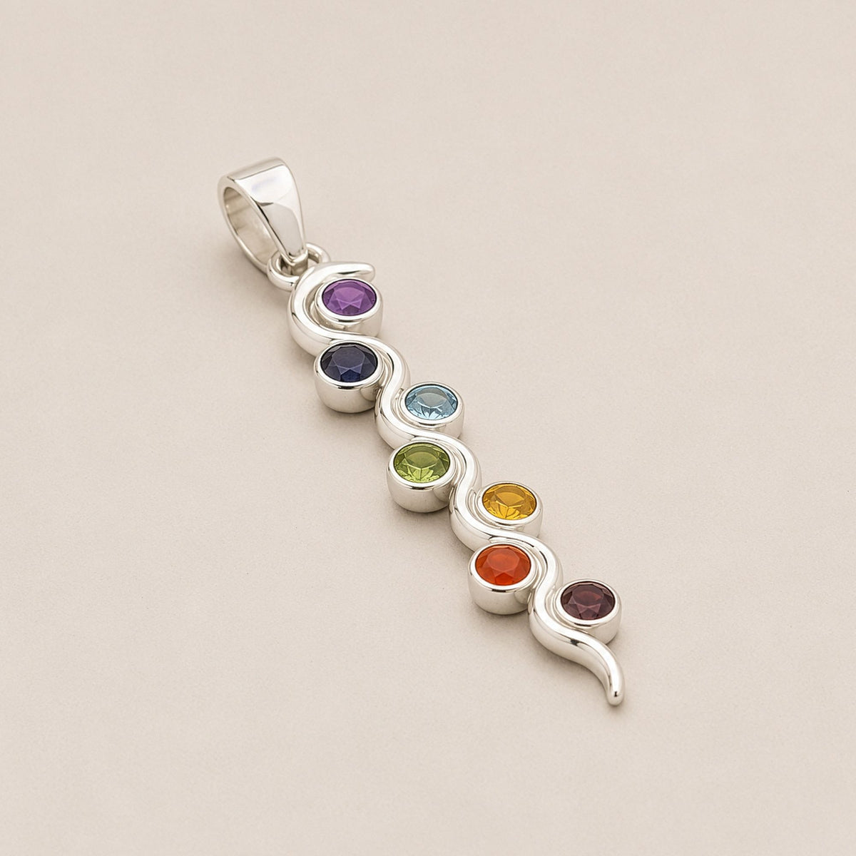 Snake Chakra Pendant Necklace on Silver Plated Cord 45cm – view 4