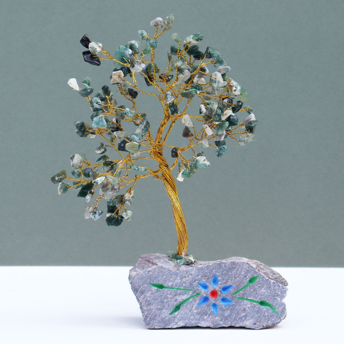 Moss Agate Gemstone Tree - 160 Stones - 20.5cm – view 2