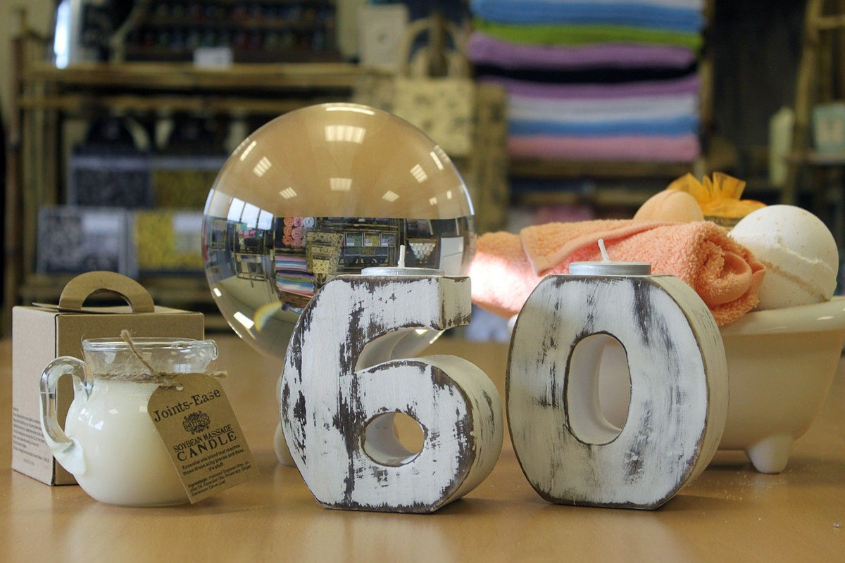 Wooden Number 6 Candle Holder