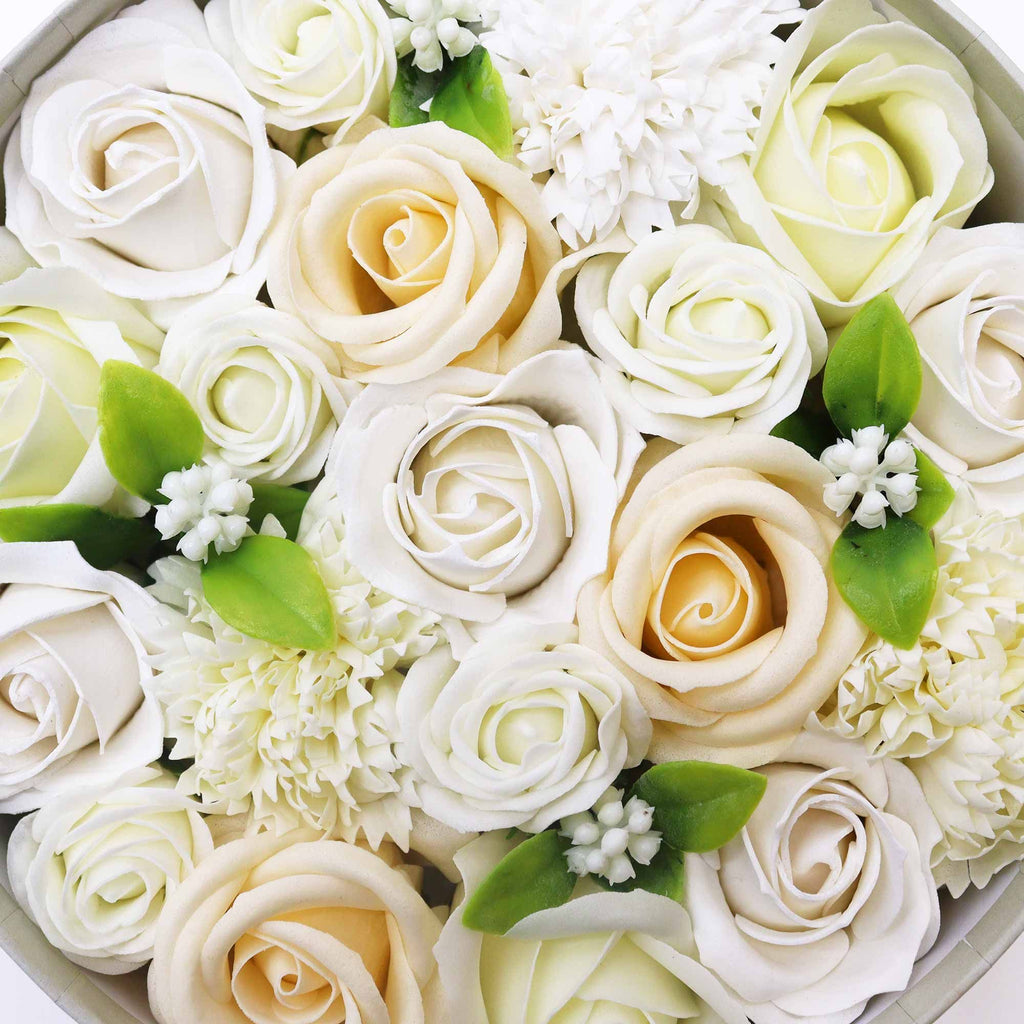 Round Soap Flower Gift Box - Wedding White & Ivory – view 4