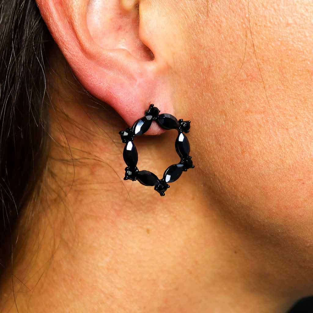 Nymph Jet Black Loop Glass Earrings – view 3