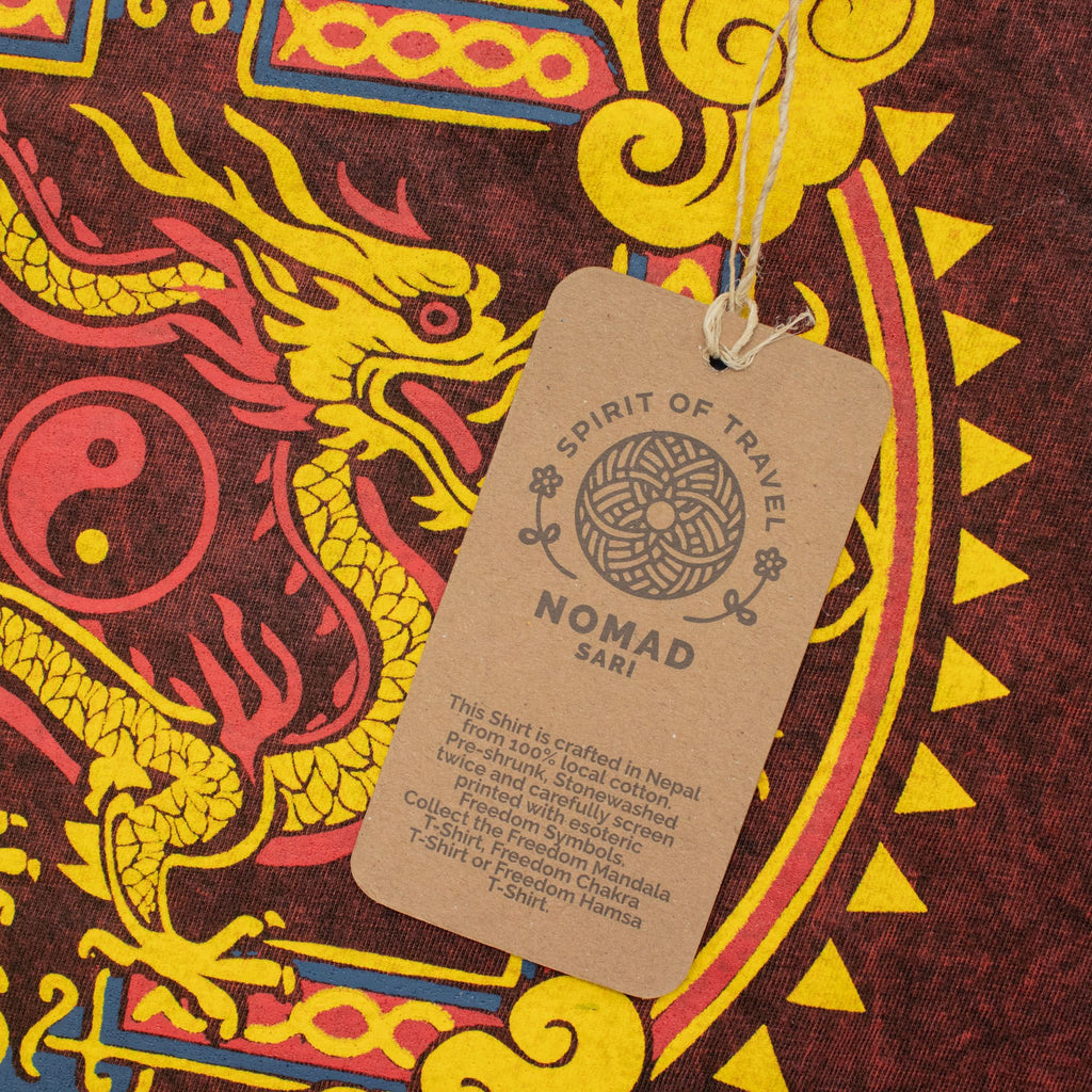 Nomad Sari Stonewashed T-Shirt - Dragon Mandala - Maroon - Medium – view 3