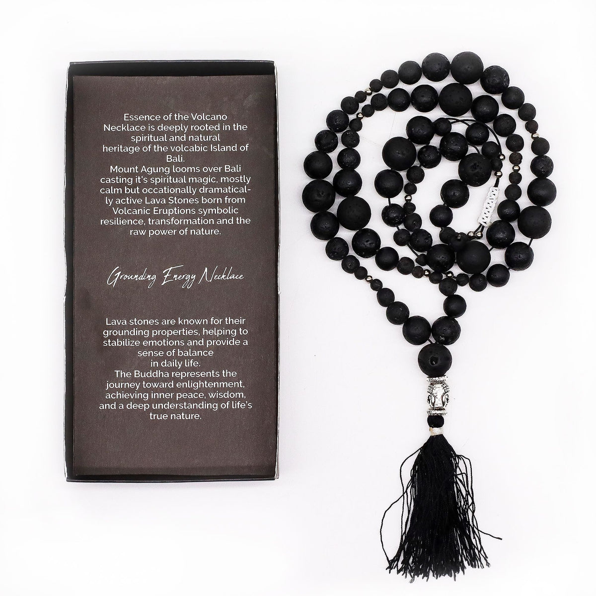 Lava Stone Necklace with Buddha Charm 42cm - Grounding Energy – view 3