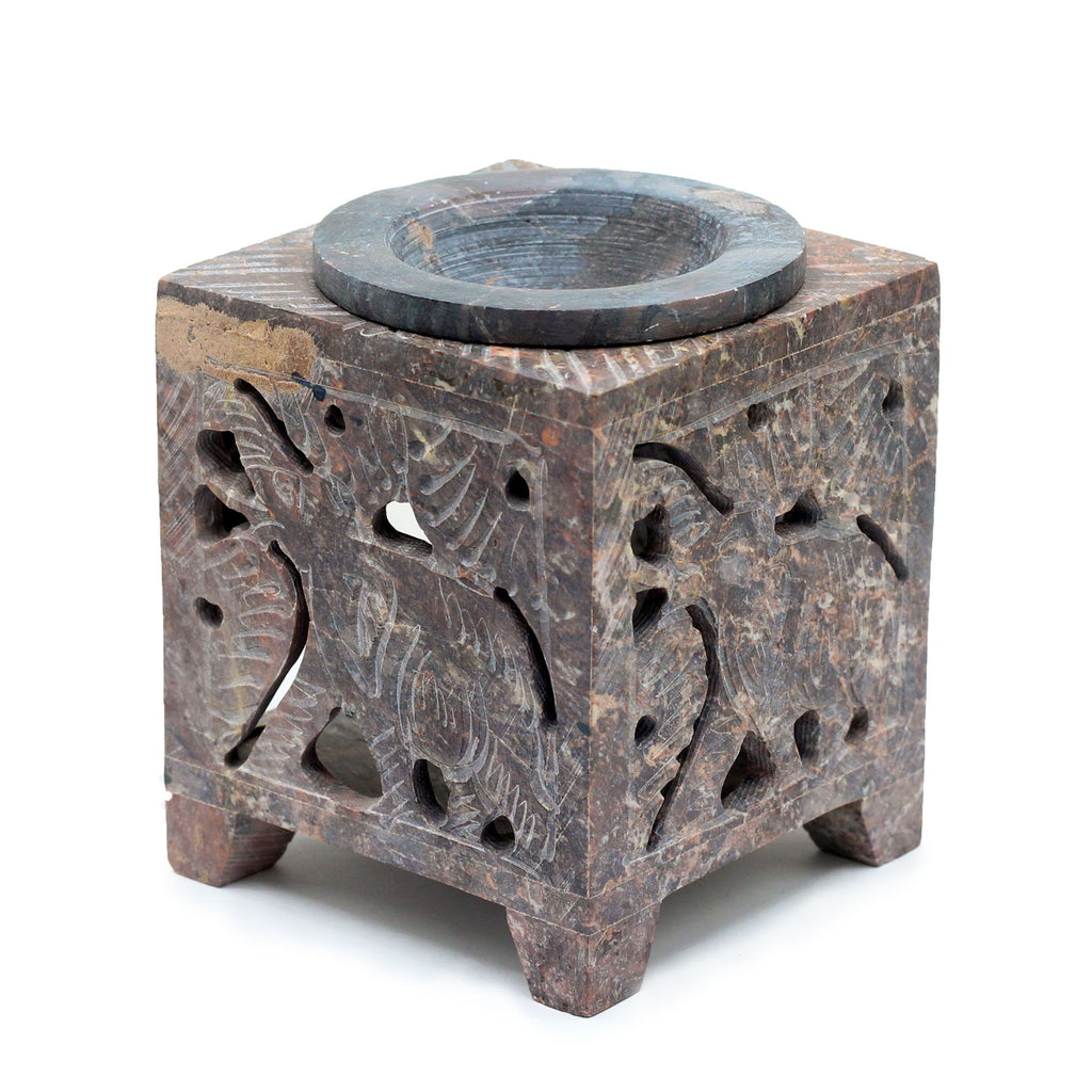 Square Soapstone Oil Burner 10x7.5cm - Elephant – view 2