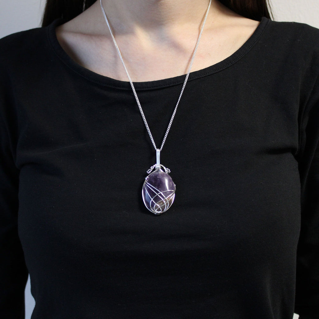 Swirl Wrapped Amethyst Gemstone Necklace – view 2