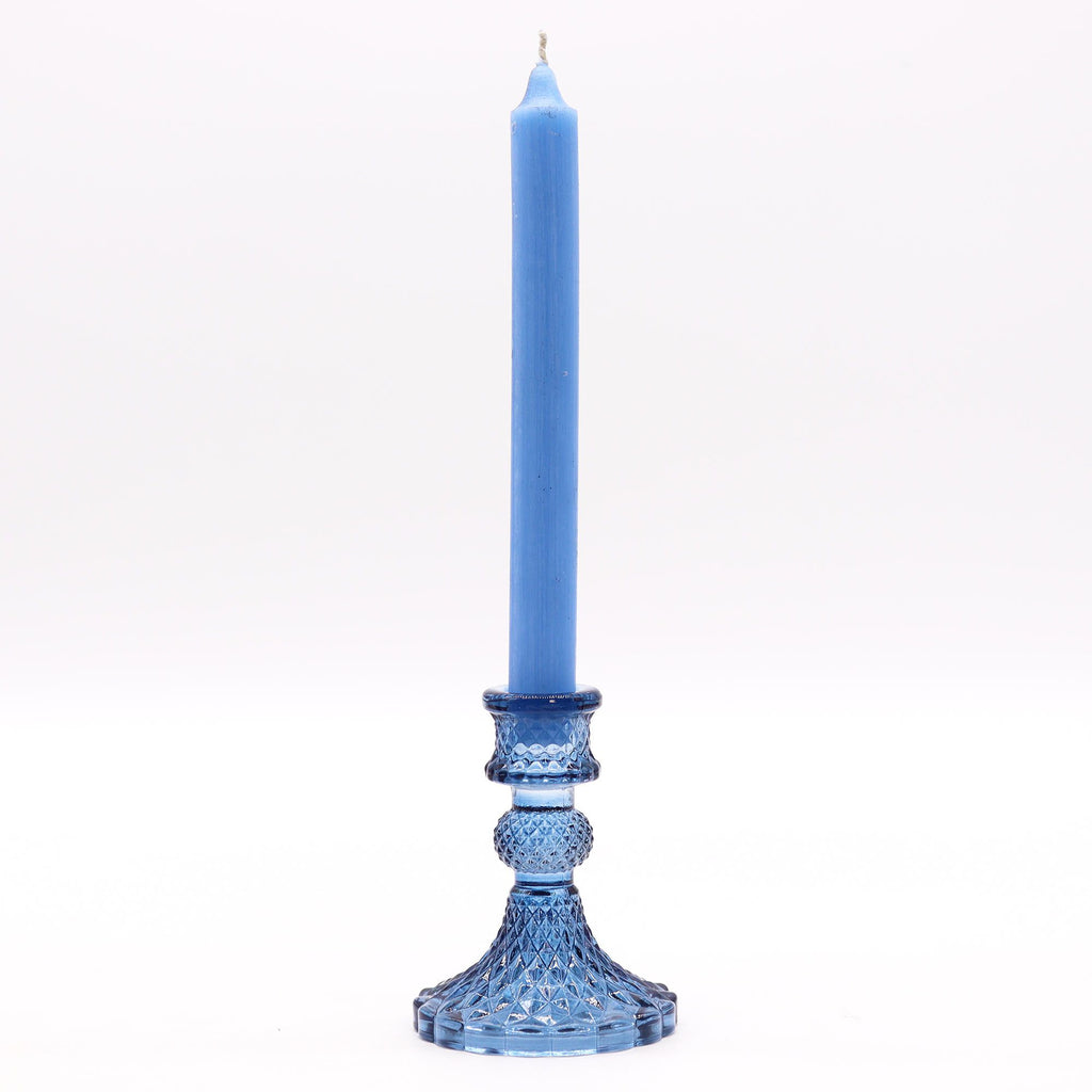 Vintage Pressed Glass Candle Holders - Royal Blue Set of 2 – view 2