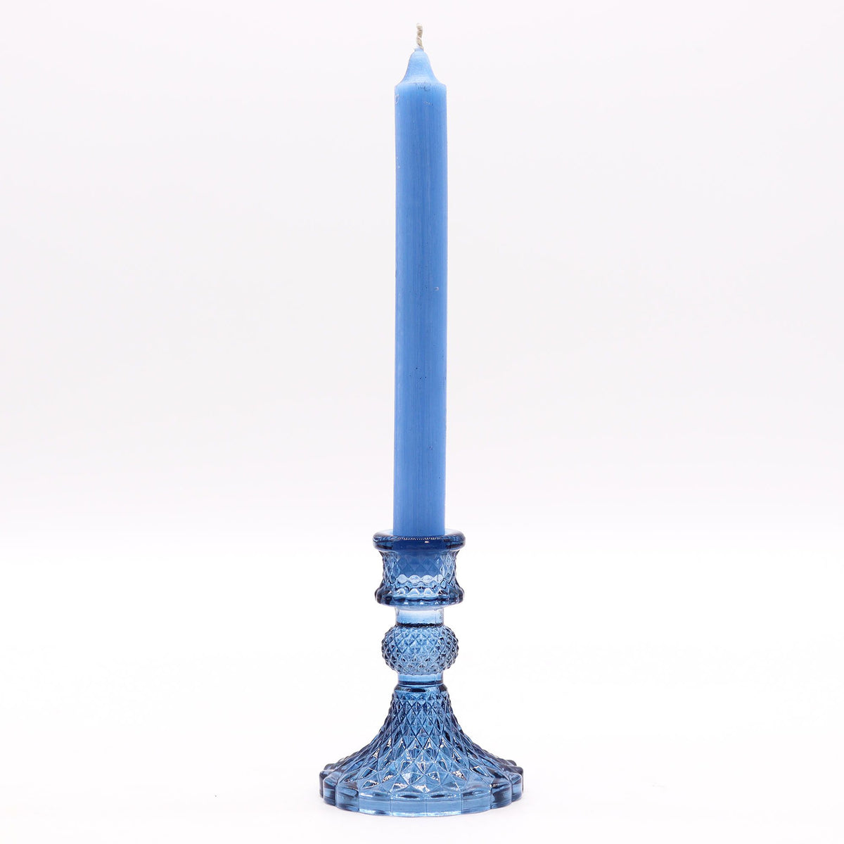 Vintage Pressed Glass Candle Holders - Royal Blue Set of 2 – view 2