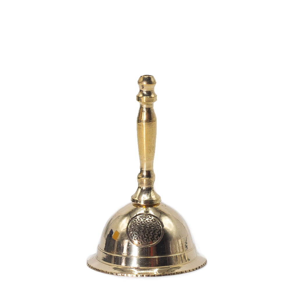 Small Brass Altar Bell with Flower of Life