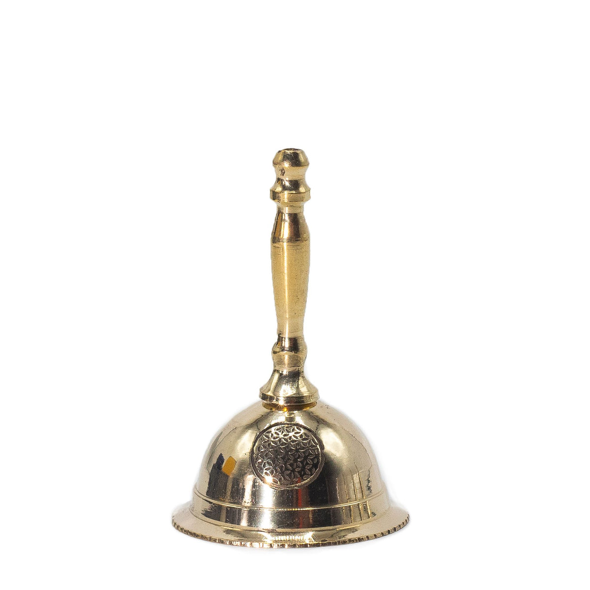 Small Brass Altar Bell with Flower of Life