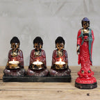 Antique Buddha Three Devotees Candle Holder – view 4