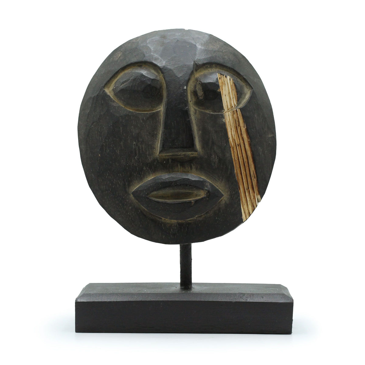 Timor Tribal Wood Mask, Black Finish, 27x20cm – view 3