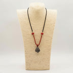 Silver Obsidian Buddha Cord Necklace Pendant – view 2