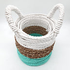 Seagrass Basket Set, 3 Pieces - Green, Natural, White – view 7