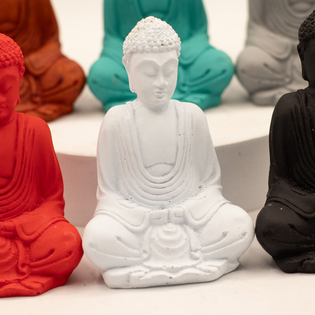 Matt Mini Buddha Statues - Assorted Colours, Set of 6
