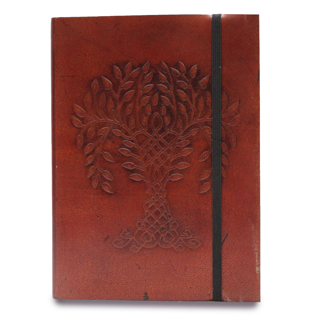 Small Vegetable Tanned Leather Notebook with Strap – Tree of Life